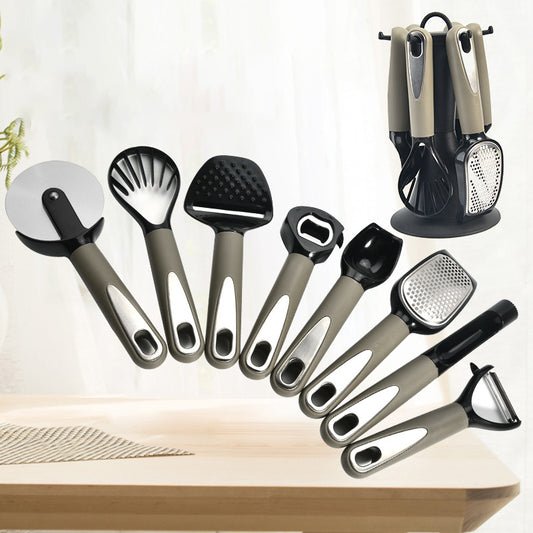 【Factory Direct】9-piece Stainless Steel Handle Kitchenware Non-stick Pan Set