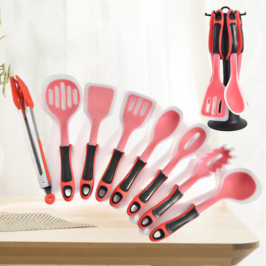 【Factory Direct】8-piece Set of Two-color Handle Silicone Kitchen Utensils Non-stick Cookware Is Heat-resistant