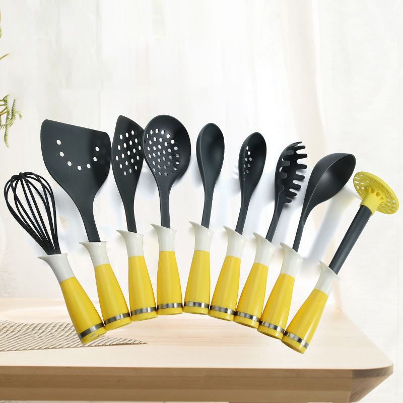 Manufacturer Wholesale Kitchen Utensil 9-piece Set with Steel Handle Multi-functional Cooking Set