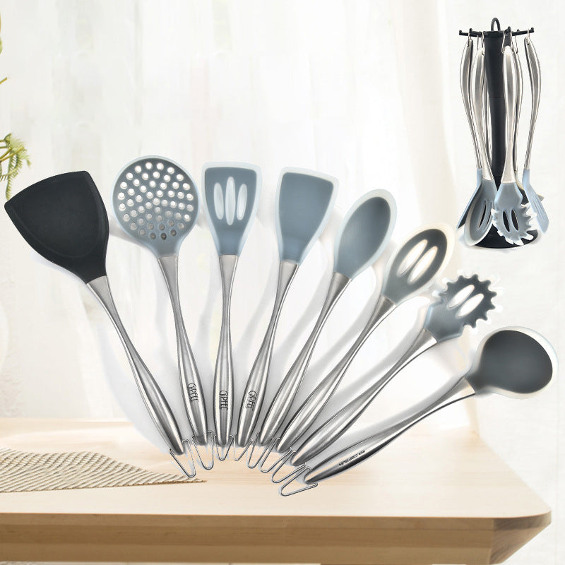 【Factory Direct】Stainless Steel Handle Silicone Kitchenware 8-piece Set