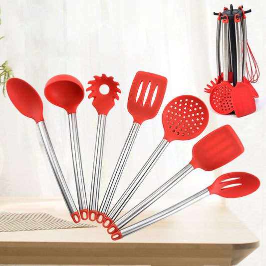 【Factory Direct】Stainless Steel Handle Silicone Kitchenware Set