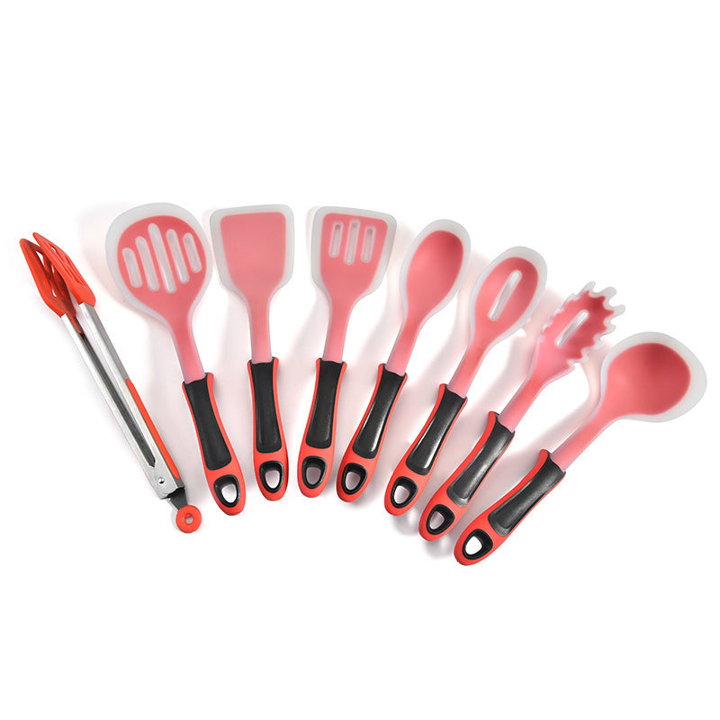 【Factory Direct】8-piece Set of Two-color Handle Silicone Kitchen Utensils Non-stick Cookware Is Heat-resistant